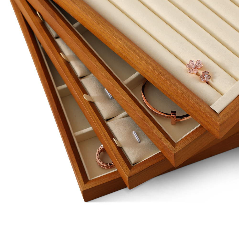 Yinbeini Jewelry storage tray jewelry display pallet empty ring tray pendant tray bracelet bracelet inner oblique solid wood jewelry display tray P028