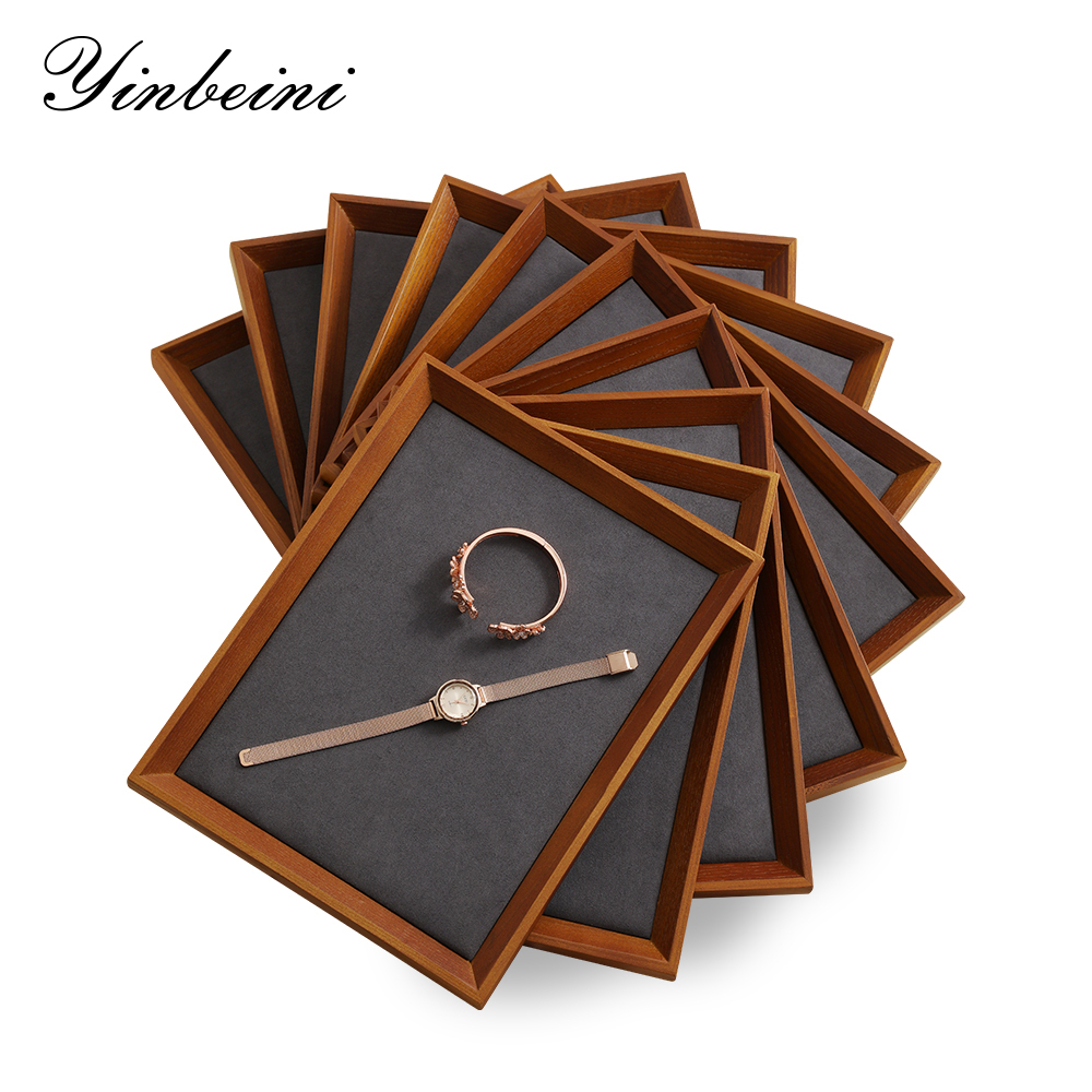 Yinbeini Jewelry storage tray jewelry display pallet flat tray inclined solid wood bracelet bracelet ring necklace jewelry display tray P029