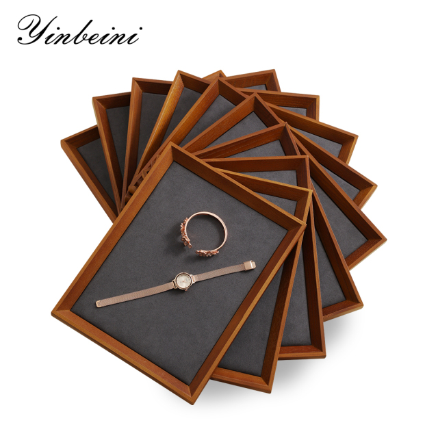 Yinbeini Jewelry storage tray jewelry display pallet flat tray inclined solid wood bracelet bracelet ring necklace jewelry display tray P029