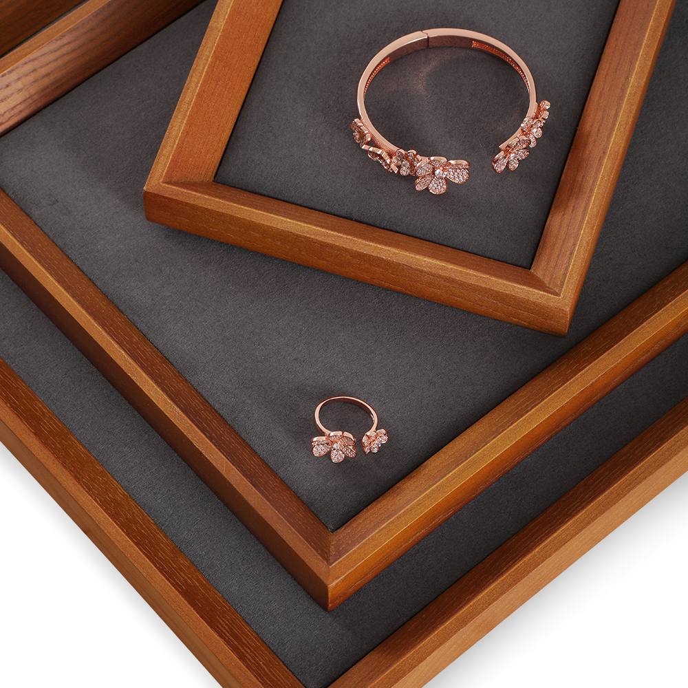 Yinbeini Jewelry storage tray jewelry display pallet flat tray inclined solid wood bracelet bracelet ring necklace jewelry display tray P029