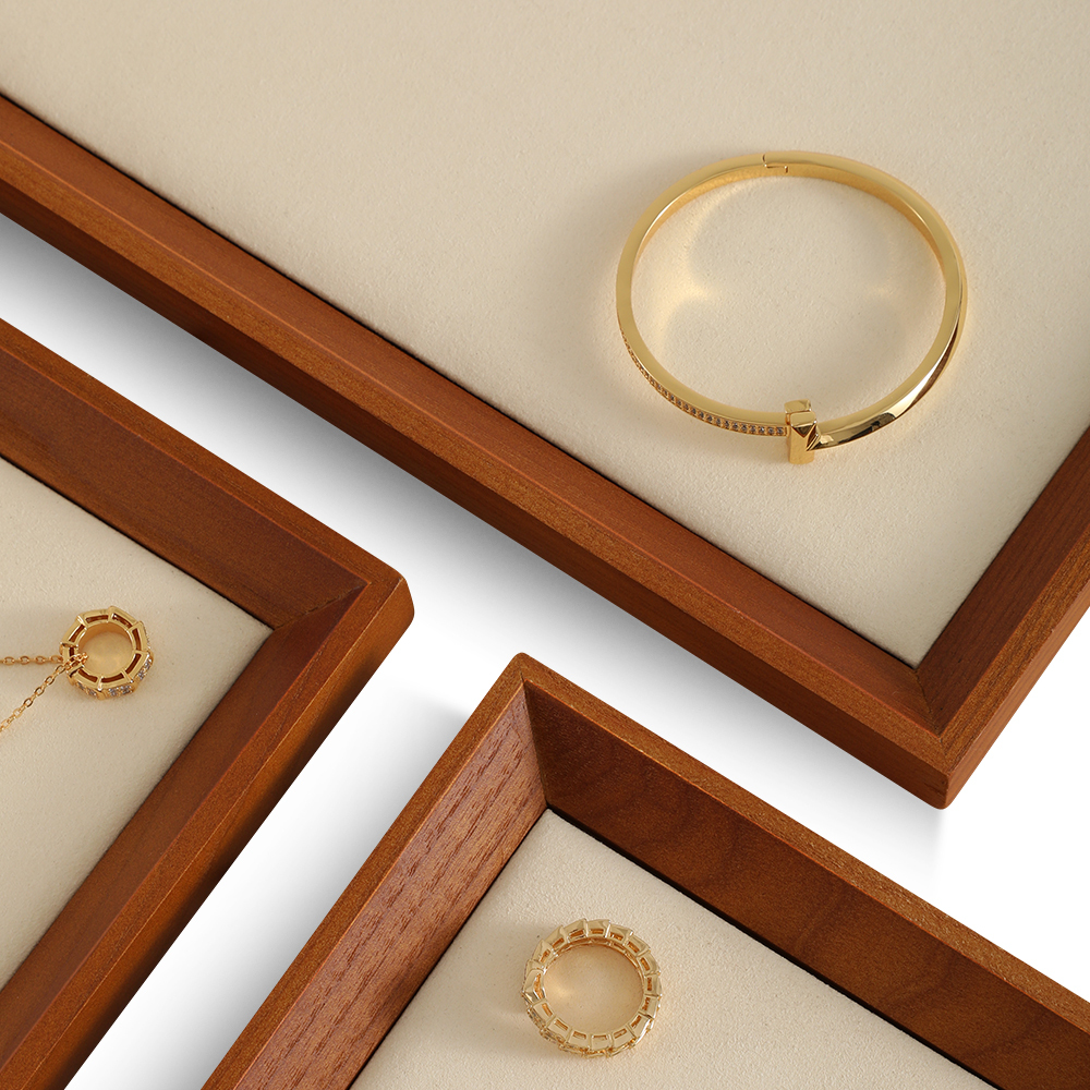 Yinbeini Jewelry storage tray jewelry display pallet flat tray inclined solid wood bracelet bracelet ring necklace jewelry display tray P029