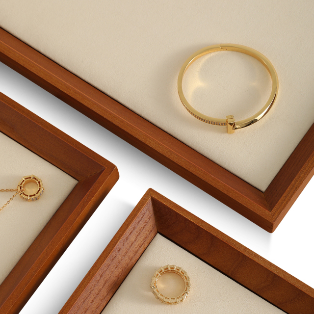 Yinbeini Jewelry storage tray jewelry display pallet flat tray inclined solid wood bracelet bracelet ring necklace jewelry display tray P029