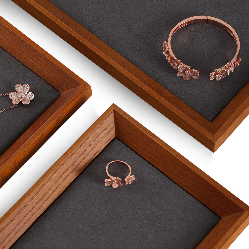 Yinbeini Jewelry storage tray jewelry display pallet flat tray inclined solid wood bracelet bracelet ring necklace jewelry display tray P029