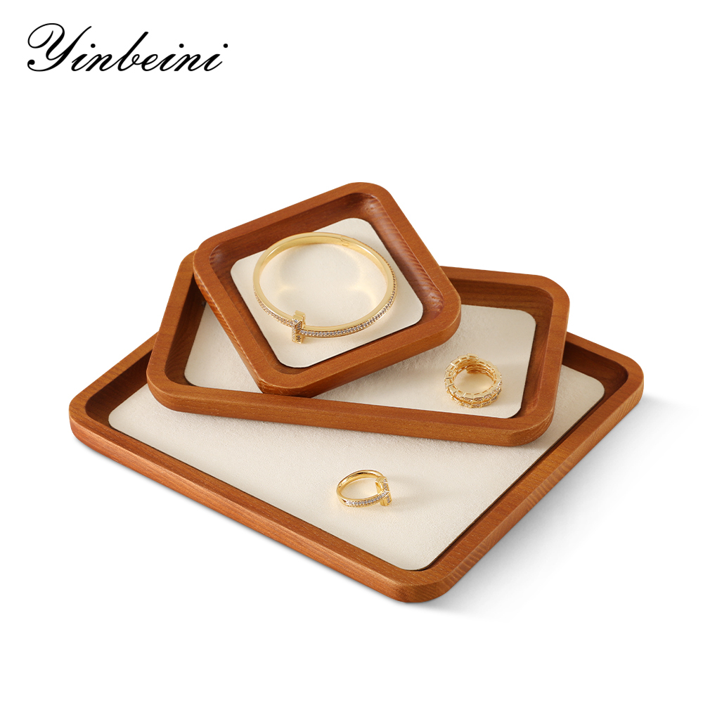 Yinbeini arc solid wood jewelry storage tray bracelet ring necklace jewelry display tray Jewelry display flat pallet P030