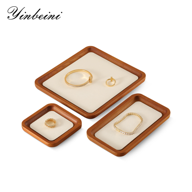 Yinbeini arc solid wood jewelry storage tray bracelet ring necklace jewelry display tray Jewelry display flat pallet P030