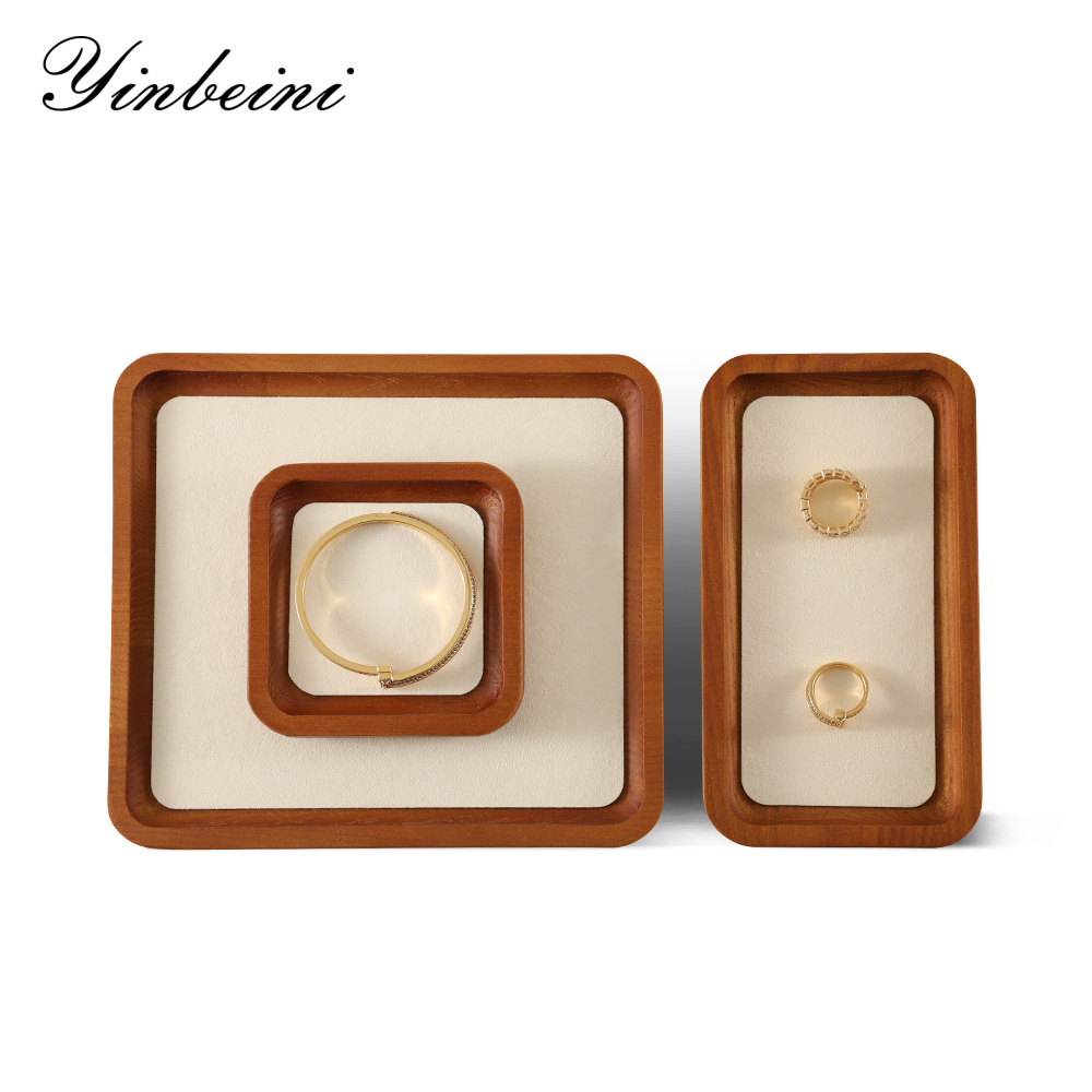 Yinbeini arc solid wood jewelry storage tray bracelet ring necklace jewelry display tray Jewelry display flat pallet P030