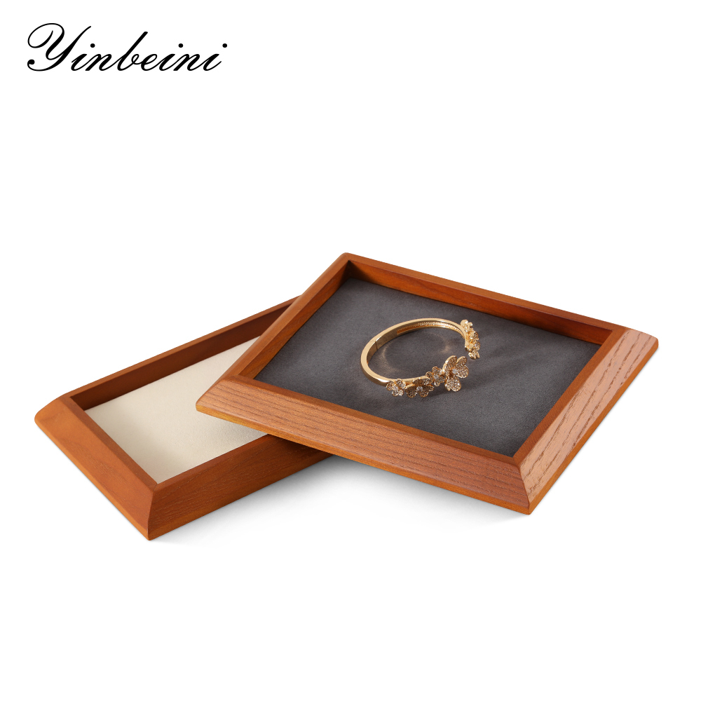 Yinbeini Jewelry display pallet flat tray inclined solid wood bracelet bracelet ring necklace jewelry display tray jewelry storage tray P032