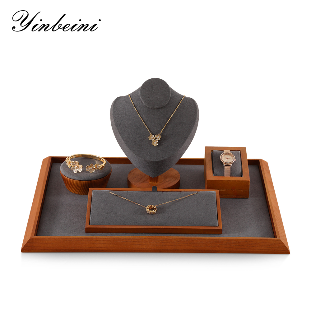 Yinbeini Jewelry display pallet flat tray inclined solid wood bracelet bracelet ring necklace jewelry display tray jewelry storage tray P032