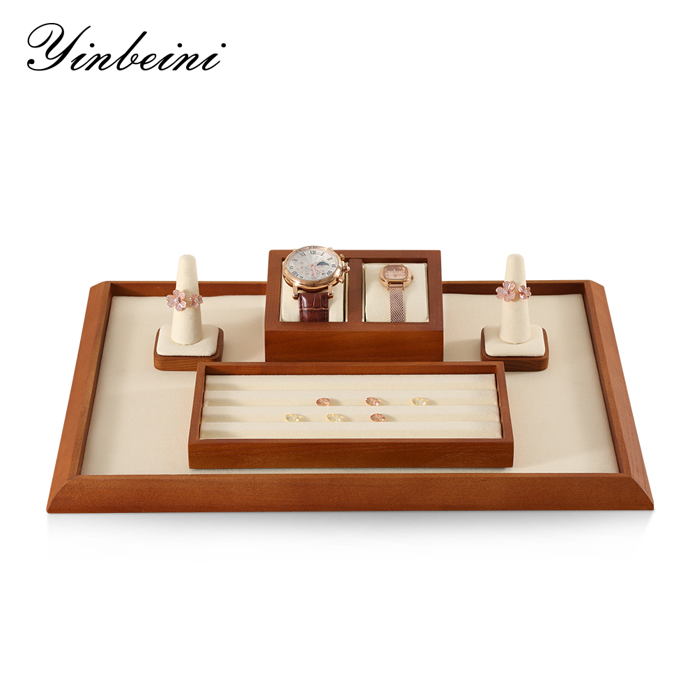 Yinbeini Jewelry display pallet flat tray inclined solid wood bracelet bracelet ring necklace jewelry display tray jewelry storage tray P032