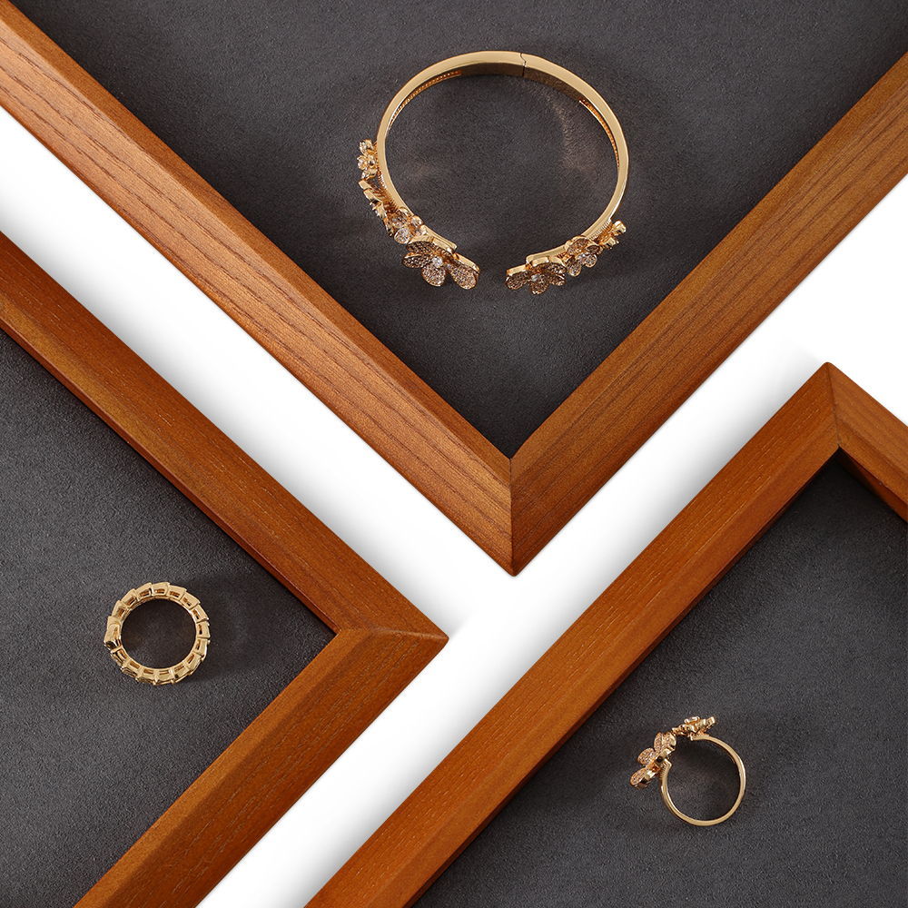Yinbeini Jewelry display pallet flat tray inclined solid wood bracelet bracelet ring necklace jewelry display tray jewelry storage tray P032