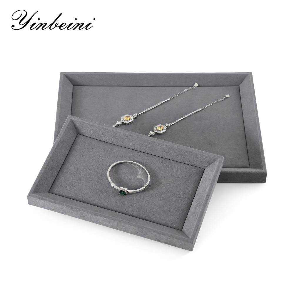 Yinbeini Ring Earrings Chain Bracelet Necklace Storage Tray Microfiber Jewelry Display plat tray Watch Pendant Organizer Tray P034