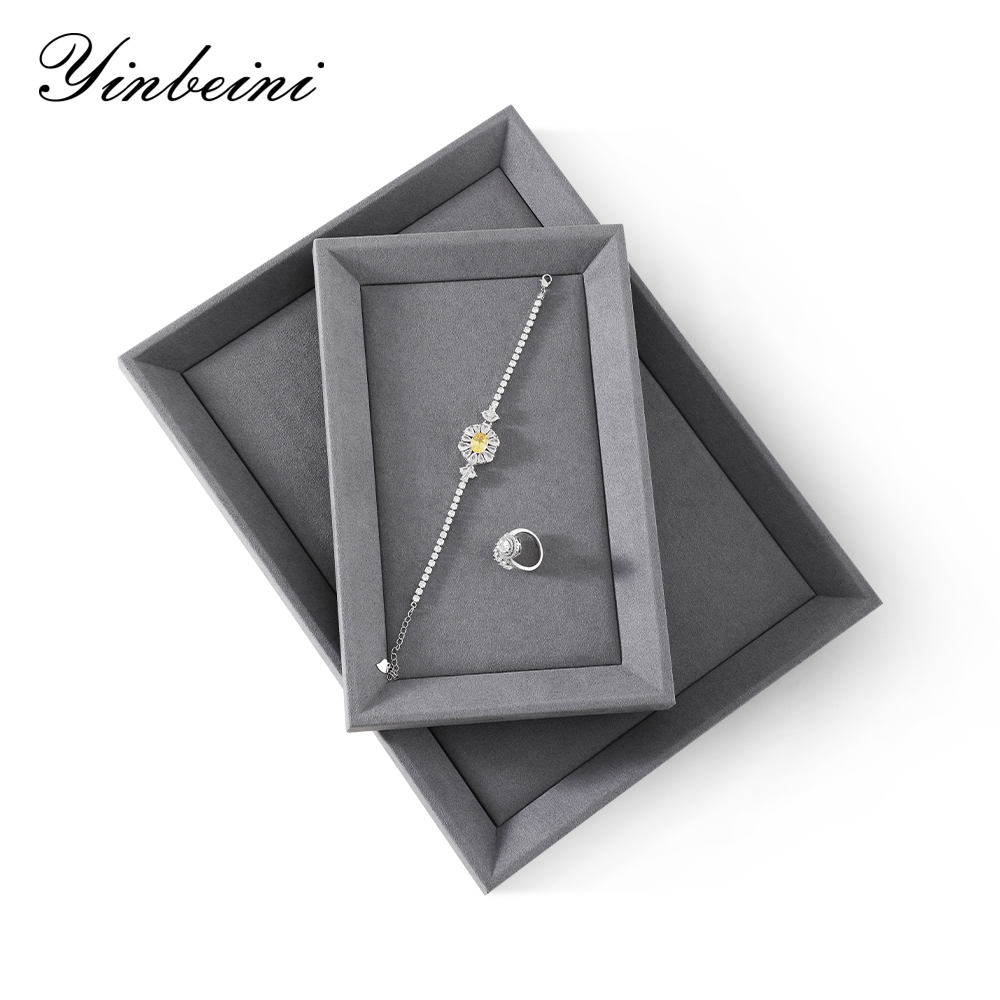 Yinbeini Ring Earrings Chain Bracelet Necklace Storage Tray Microfiber Jewelry Display plat tray Watch Pendant Organizer Tray P034