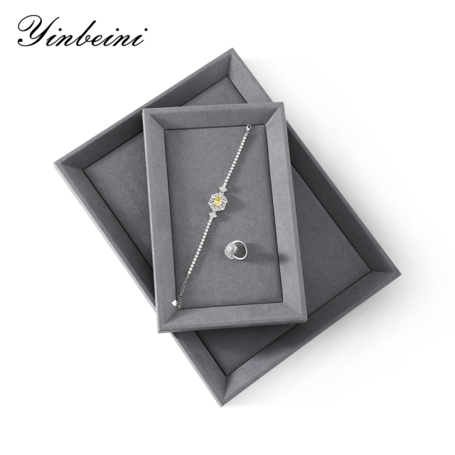 Yinbeini Ring Earrings Chain Bracelet Necklace Storage Tray Microfiber Jewelry Display plat tray Watch Pendant Organizer Tray P034