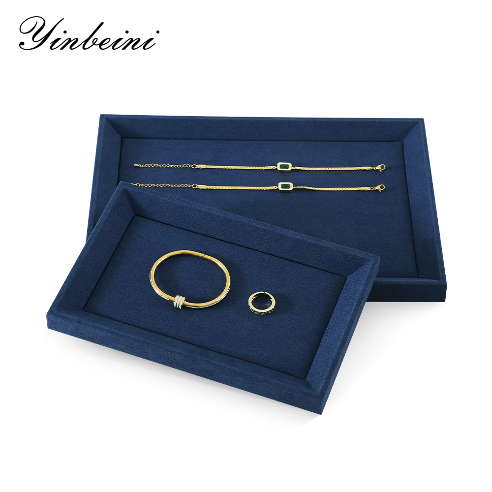 Yinbeini Ring Earrings Chain Bracelet Necklace Storage Tray Microfiber Jewelry Display plat tray Watch Pendant Organizer Tray P034