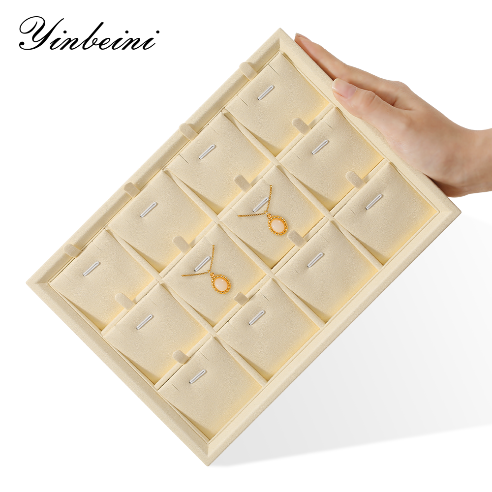 Yinbeini Microfiber Stackable Ring Earring Bracelet Necklace Display Tray Jewelry flat tray Storage Dresser Drawer Organizer P042