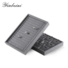 Yinbeini Microfiber Stackable Ring Earring Bracelet Necklace Display Tray Jewelry flat tray Storage Dresser Drawer Organizer P042