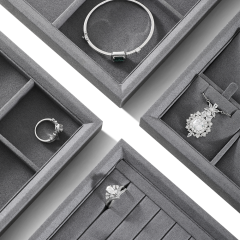 Yinbeini Microfiber Stackable Ring Earring Bracelet Necklace Display Tray Jewelry flat tray Storage Dresser Drawer Organizer P042
