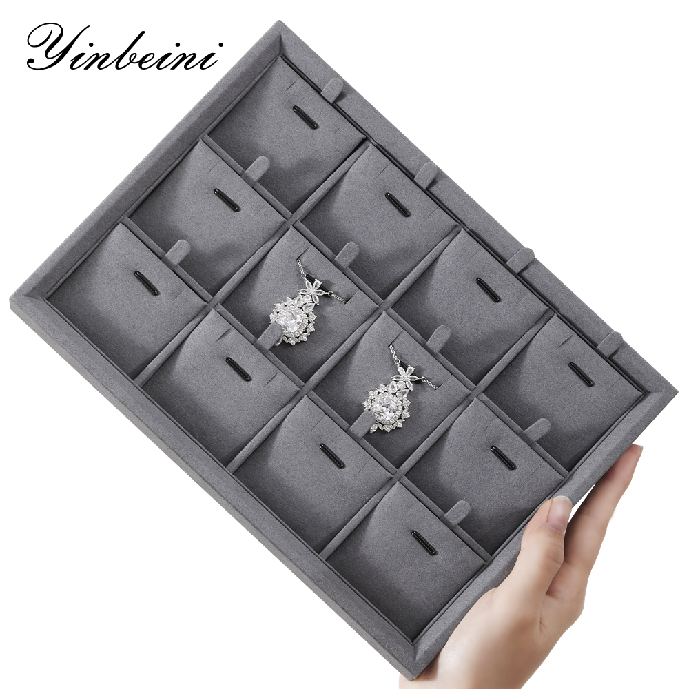 Yinbeini Microfiber Stackable Ring Earring Bracelet Necklace Display Tray Jewelry flat tray Storage Dresser Drawer Organizer P042