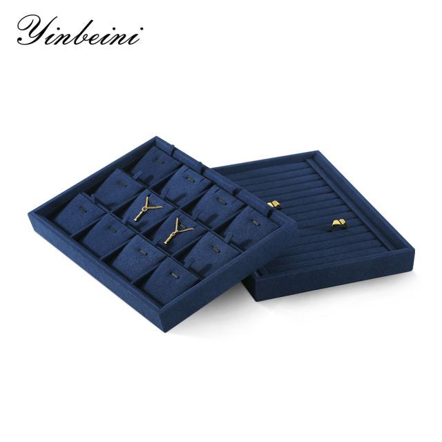 Yinbeini Microfiber Stackable Ring Earring Bracelet Necklace Display Tray Jewelry flat tray Storage Dresser Drawer Organizer P042