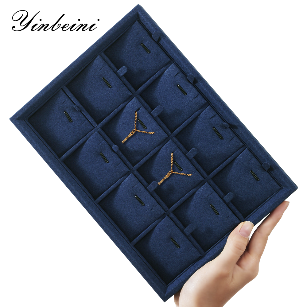 Yinbeini Microfiber Stackable Ring Earring Bracelet Necklace Display Tray Jewelry flat tray Storage Dresser Drawer Organizer P042