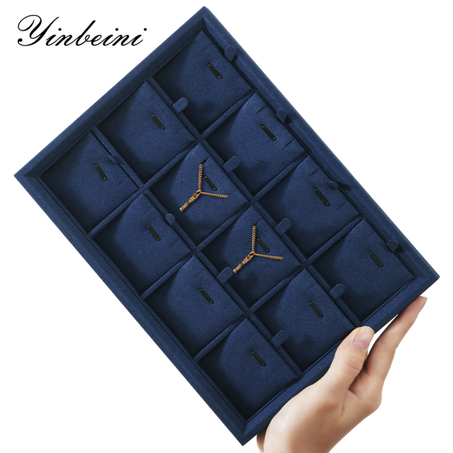 Yinbeini Microfiber Stackable Ring Earring Bracelet Necklace Display Tray Jewelry flat tray Storage Dresser Drawer Organizer P042