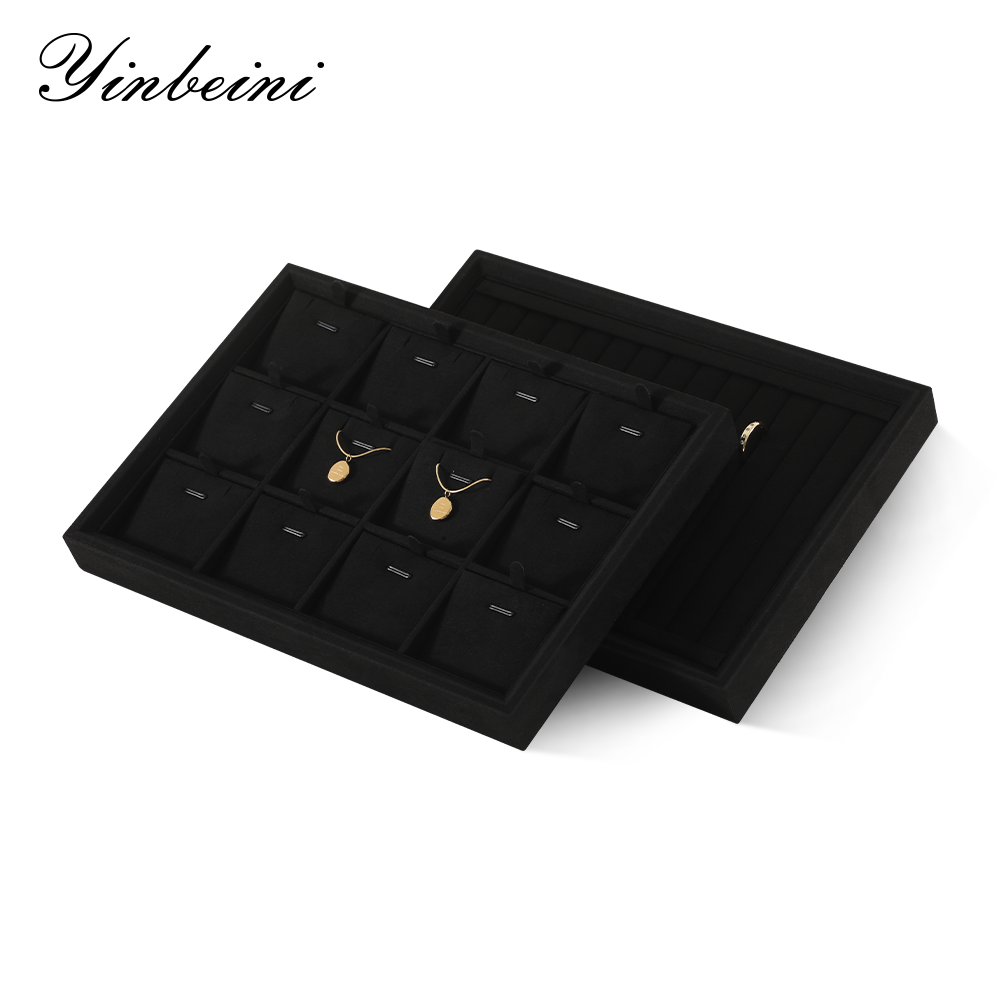 Yinbeini Microfiber Stackable Ring Earring Bracelet Necklace Display Tray Jewelry flat tray Storage Dresser Drawer Organizer P042