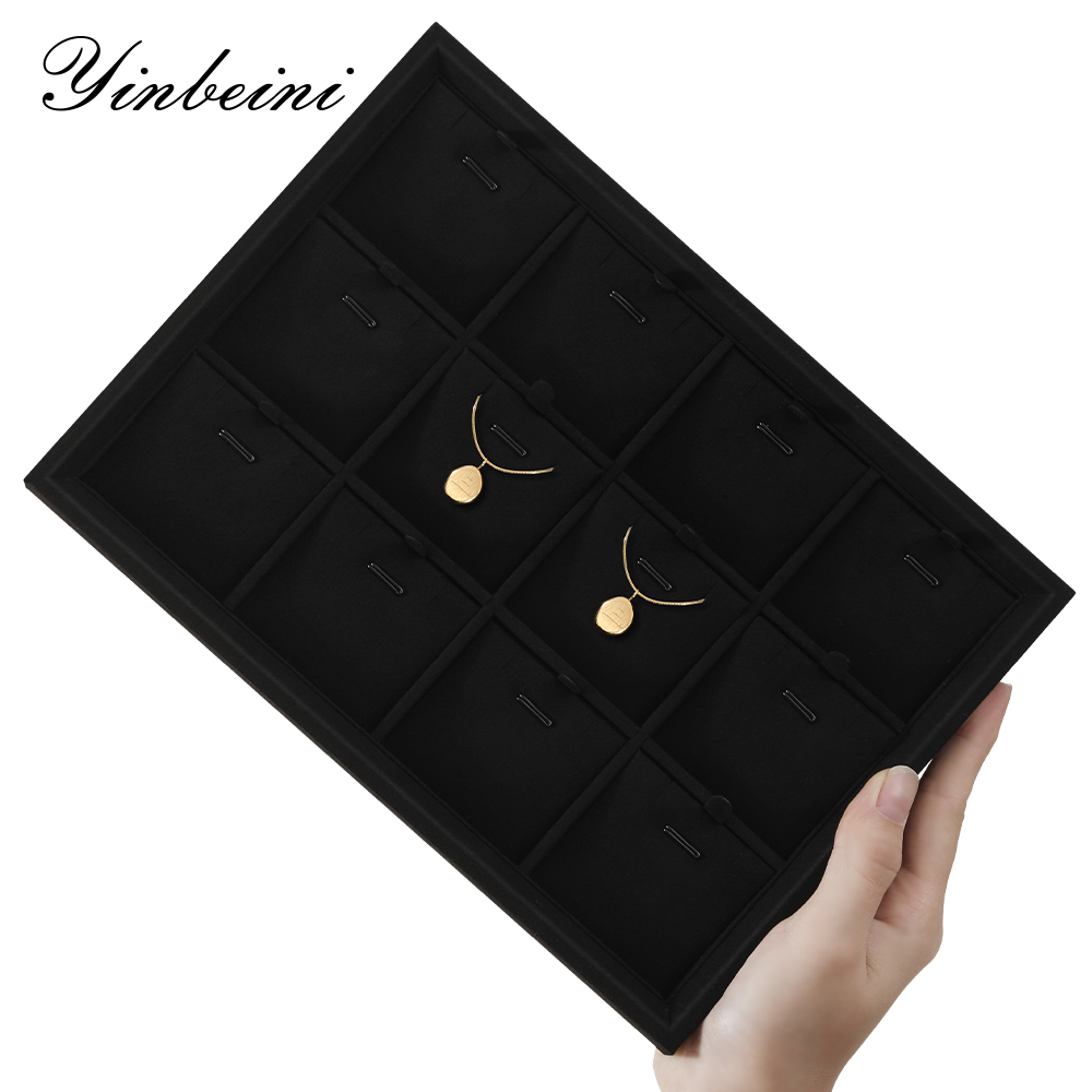 Yinbeini Microfiber Stackable Ring Earring Bracelet Necklace Display Tray Jewelry flat tray Storage Dresser Drawer Organizer P042