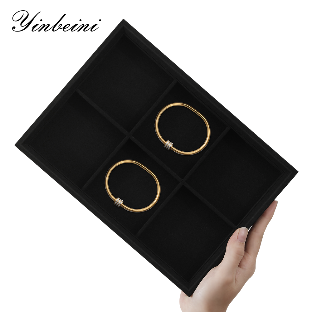 Yinbeini Microfiber Stackable Ring Earring Bracelet Necklace Display Tray Jewelry flat tray Storage Dresser Drawer Organizer P042