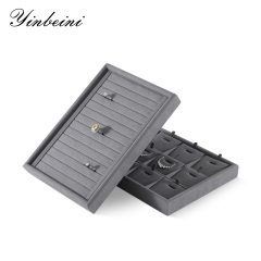 Yinbeini External right-angled surface arc Microfiber Jewelry Tray Ring Bracelet Earrings Necklace Multifunction Tray Jewelry Display Tray P046