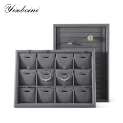 Yinbeini External right-angled surface arc Microfiber Jewelry Tray Ring Bracelet Earrings Necklace Multifunction Tray Jewelry Display Tray P046