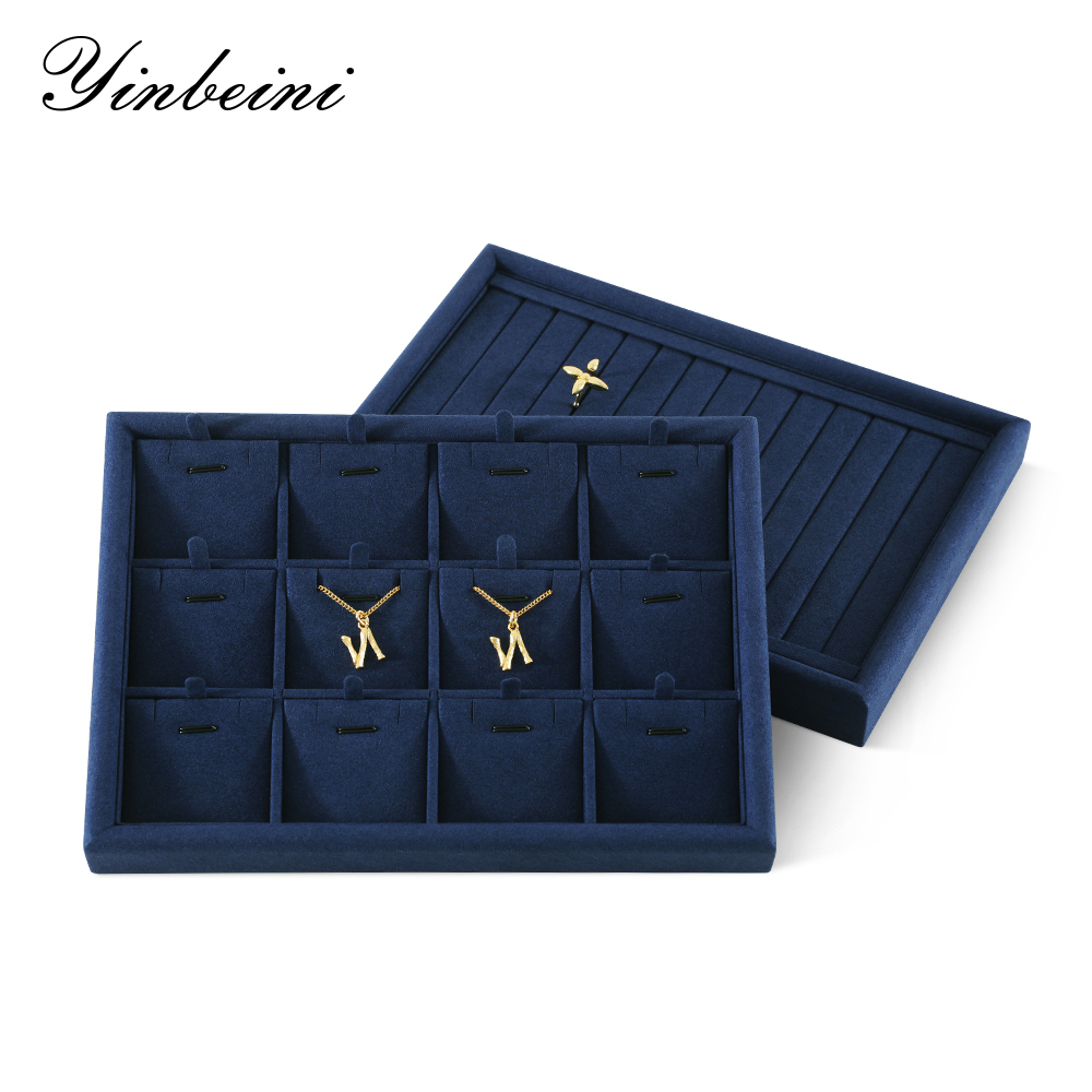 Yinbeini External right-angled surface arc Microfiber Jewelry Tray Ring Bracelet Earrings Necklace Multifunction Tray Jewelry Display Tray P046