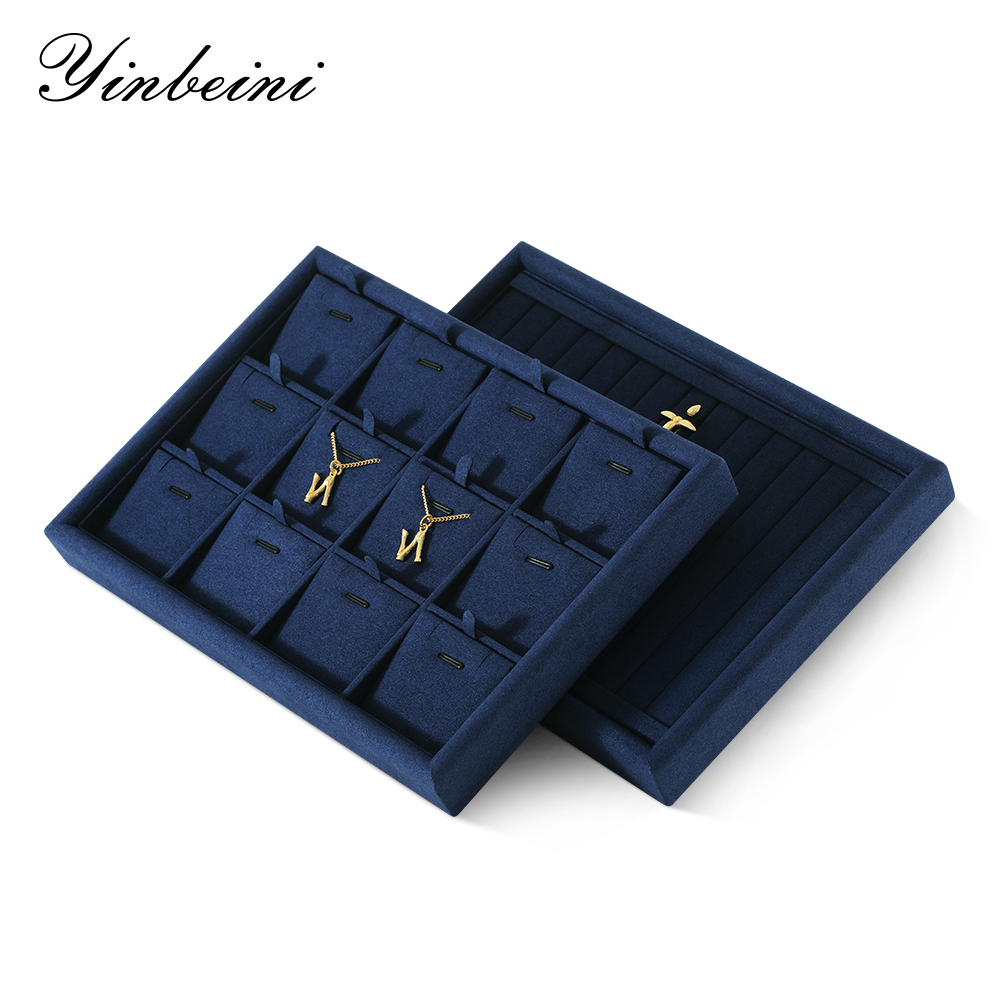 Yinbeini External right-angled surface arc Microfiber Jewelry Tray Ring Bracelet Earrings Necklace Multifunction Tray Jewelry Display Tray P046