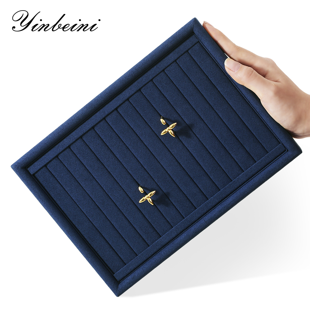 Yinbeini External right-angled surface arc Microfiber Jewelry Tray Ring Bracelet Earrings Necklace Multifunction Tray Jewelry Display Tray P046