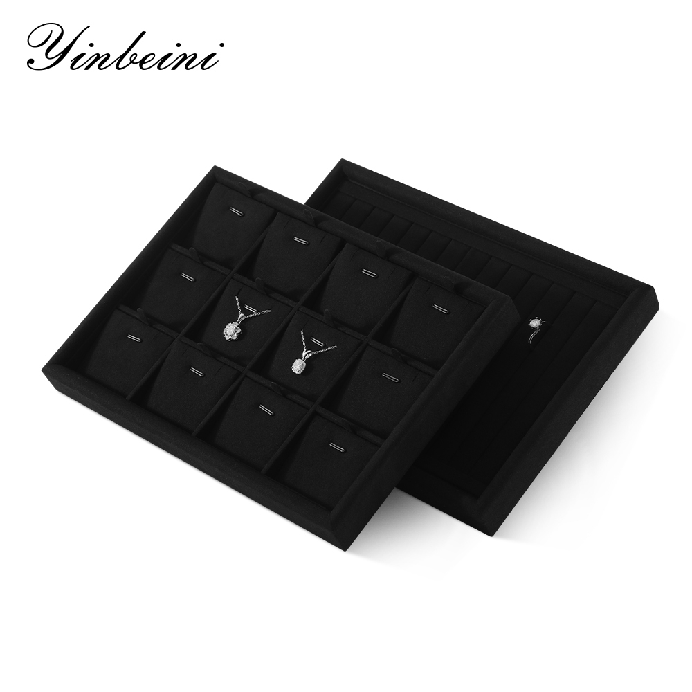 Yinbeini External right-angled surface arc Microfiber Jewelry Tray Ring Bracelet Earrings Necklace Multifunction Tray Jewelry Display Tray P046