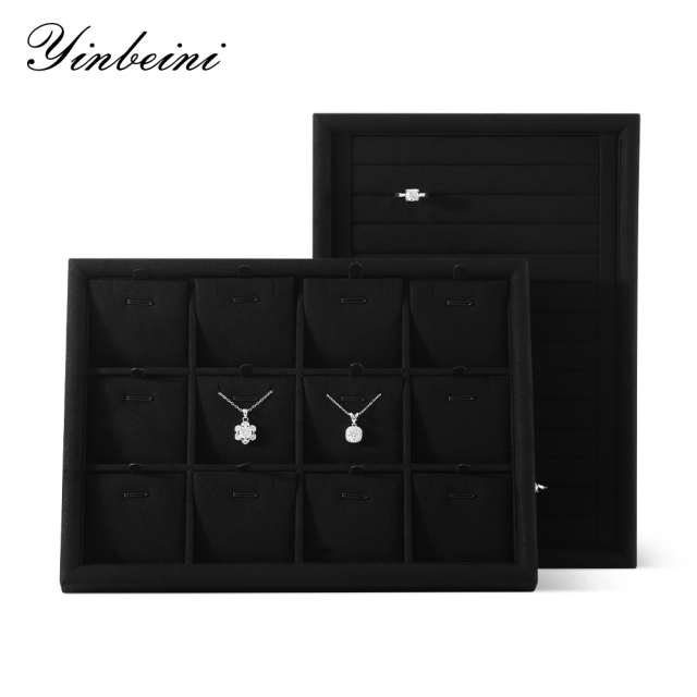 Yinbeini External right-angled surface arc Microfiber Jewelry Tray Ring Bracelet Earrings Necklace Multifunction Tray Jewelry Display Tray P046