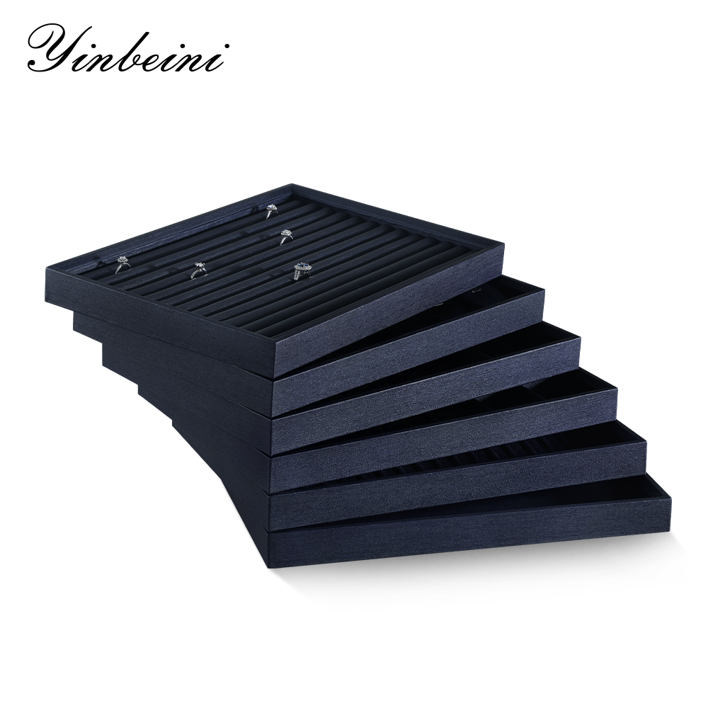 Yinbeini Stackable Leather Slante Jewelry Storage Tray Durable Material for Store Counter Display Practical Accessory Organizer for Jewelry Designer P050