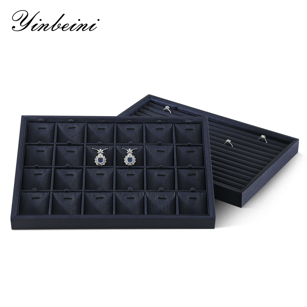 Yinbeini Stackable Leather Slante Jewelry Storage Tray Durable Material for Store Counter Display Practical Accessory Organizer for Jewelry Designer P050