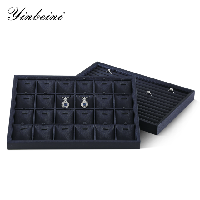 Yinbeini Stackable Leather Slante Jewelry Storage Tray Durable Material for Store Counter Display Practical Accessory Organizer for Jewelry Designer P050