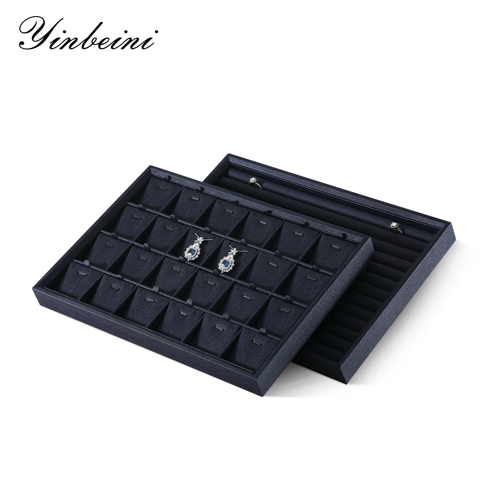 Yinbeini Stackable Leather Slante Jewelry Storage Tray Durable Material for Store Counter Display Practical Accessory Organizer for Jewelry Designer P050