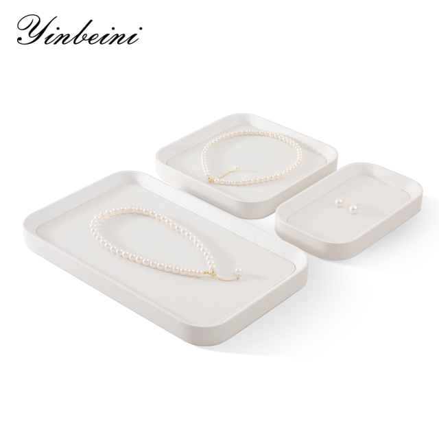 Yinbeini Fashion Microfiber leather Jewelry Display Board Elegant Desktop Storage Holder for Ladies Jewelry Matching Home Decor P052