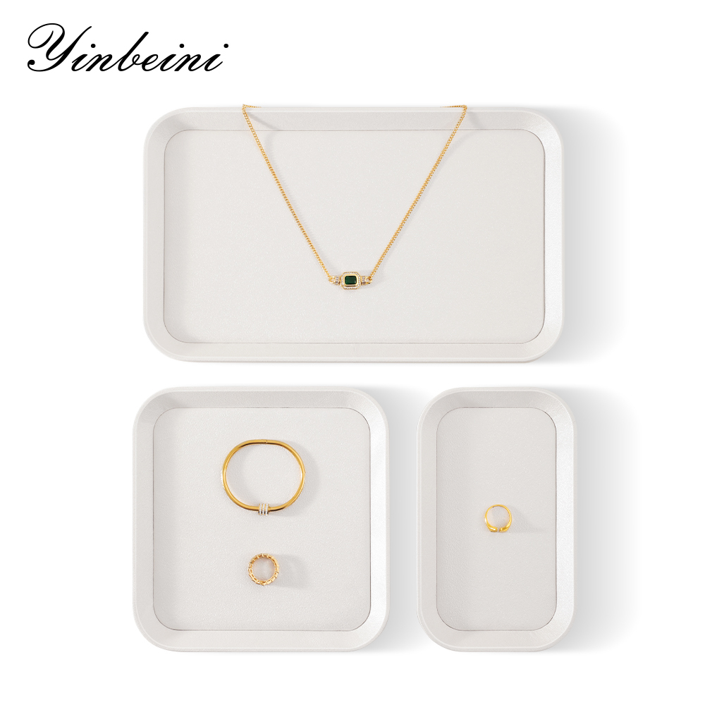 Yinbeini Fashion Microfiber leather Jewelry Display Board Elegant Desktop Storage Holder for Ladies Jewelry Matching Home Decor P052