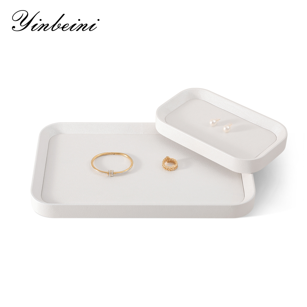 Yinbeini Fashion Microfiber leather Jewelry Display Board Elegant Desktop Storage Holder for Ladies Jewelry Matching Home Decor P052