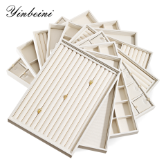 Yinbeini Linen Jewelry Showcase Tray Non Tarnish Surface for Gold Silver Gem Jewelry Perfect for Daily Collection Arrangement P062