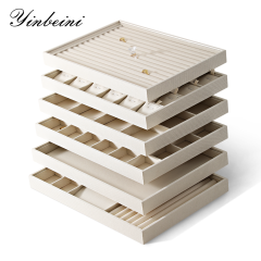Yinbeini Linen Jewelry Showcase Tray Non Tarnish Surface for Gold Silver Gem Jewelry Perfect for Daily Collection Arrangement P062