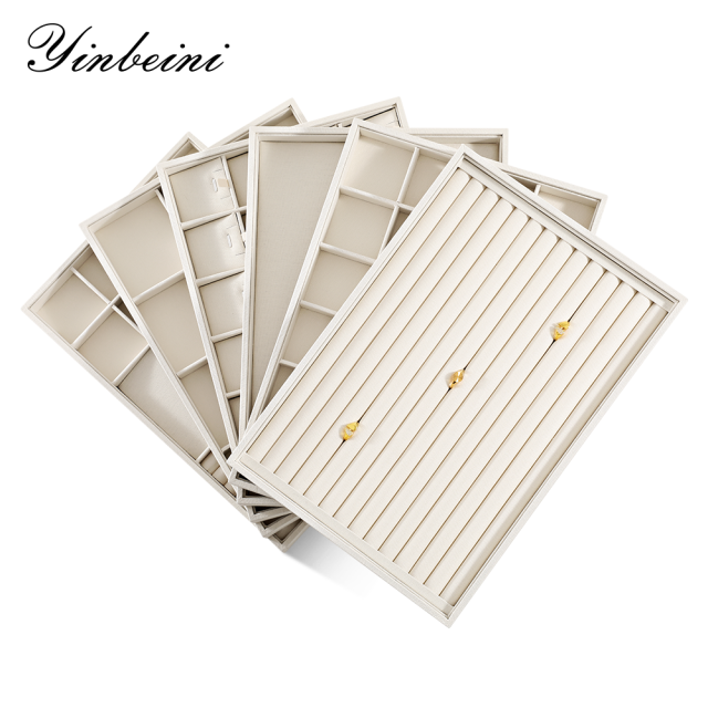 Yinbeini Linen Jewelry Showcase Tray Non Tarnish Surface for Gold Silver Gem Jewelry Perfect for Daily Collection Arrangement P062