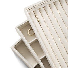 Yinbeini Linen Jewelry Showcase Tray Non Tarnish Surface for Gold Silver Gem Jewelry Perfect for Daily Collection Arrangement P062