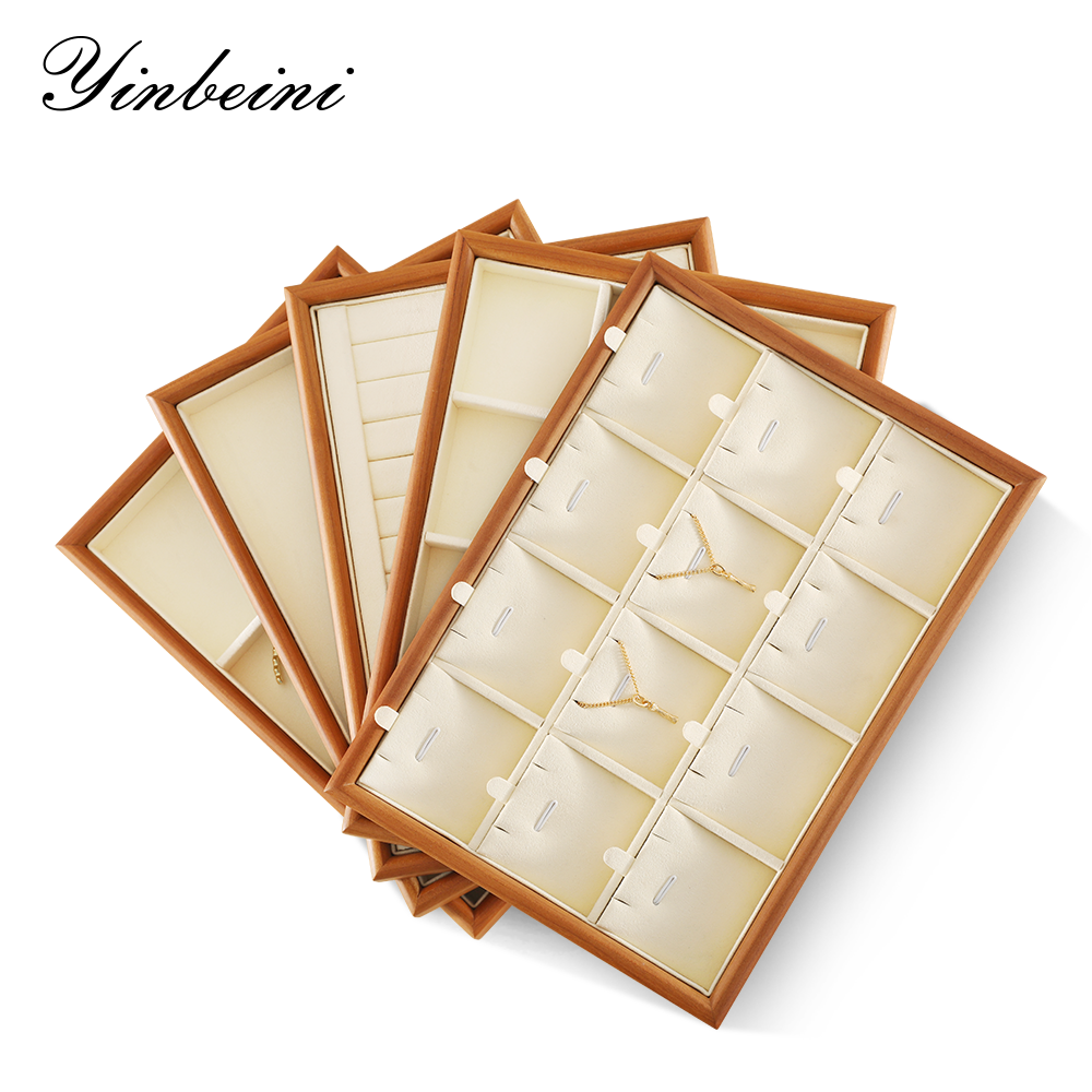 Yinbeini Wooden Stackable Ring Earring Bracelet Necklace Display Tray Jewelry Storage Drawer Insert Organizer Holder Tray P067