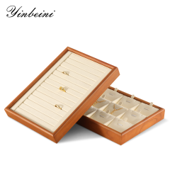 Yinbeini Wooden Stackable Ring Earring Bracelet Necklace Display Tray Jewelry Storage Drawer Insert Organizer Holder Tray P067