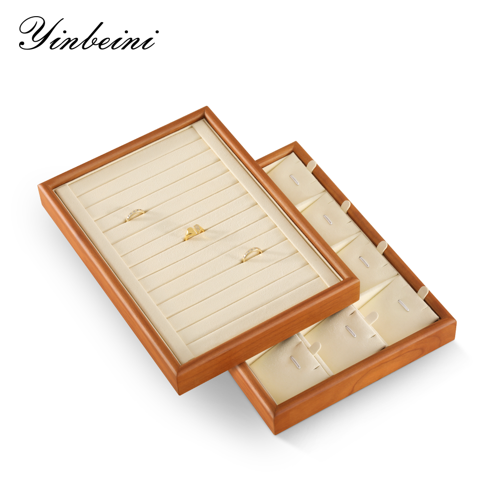 Yinbeini Wooden Stackable Ring Earring Bracelet Necklace Display Tray Jewelry Storage Drawer Insert Organizer Holder Tray P067