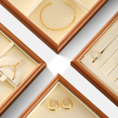 Yinbeini Wooden Stackable Ring Earring Bracelet Necklace Display Tray Jewelry Storage Drawer Insert Organizer Holder Tray P067